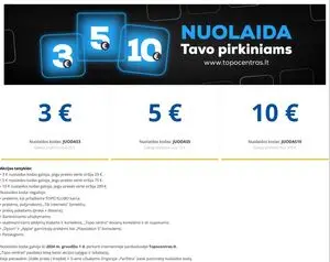 Reklaminis laikraštis Topo centras, galioja nuo 2024-11-19 iki 2024-12-01.