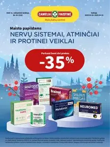 Reklaminis laikraštis Camelia vaistinė, galioja nuo 2025-01-01 iki 2025-01-31.