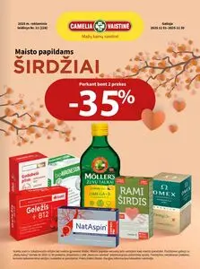 Reklaminis laikraštis Camelia vaistinė, galioja nuo 2025-11-01 iki 2025-11-30.