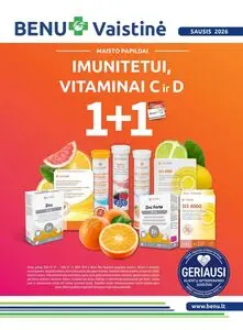 Reklaminis laikraštis BENU Vaistinė, galioja nuo 2026-01-01 iki 2026-01-31.