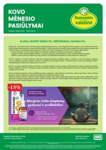 Reklaminis laikraštis Ramunėlės vaistinė, galioja nuo 2026-03-01 iki 2026-03-31.